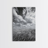 Open Sky Fields, Windy Prairie, Moody Nature Sky, Rustic Landscape, Canvas Print, Bedroom Wall Art, Fall Countryside, Boho Nature Decor