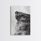 Stone Cliff Form, Abstract Rock Shape, Moody Earth Scene, Nature Texture, Framed Canvas Print, Office Wall Art, Minimalist Mountain Decor
