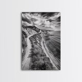 Coastal Mountain Trail, Ocean View, Travel Photography, Framed Canvas Print, Scenic Landscape Art, Office or Hallway Wall Art
