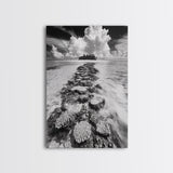 Island Cloud Escape, Ocean Path Scene, Tropical Seascape, Canvas Print, Coastal Beach House Art, Summer Island Vibes Wall Art