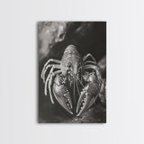 Lobster Close Up, Marine Life Art, Coastal Kitchen Decor, Monochrome Sea Animal, Framed Canvas Print, Ocean Wall Art, Nautical Print