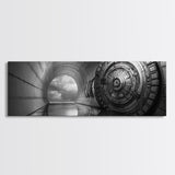 Vault Door, Sci-Fi Tunnel, Futuristic Entrance, Secure Chamber, Framed Canvas Print, Office Decor, Industrial Wall Art, Modern Cyberpunk Style