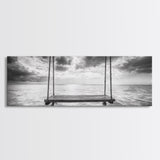 Ocean Swing View, Serene Seascape Art, Minimalist Beach Wall Decor, Framed Canvas Print, Bedroom Art, Calm Coastal Photography