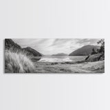 Mountain Lake Calm, Tranquil Nature Reflection, Forest Valley Art, Framed Canvas Print, Minimalist Wall Decor, Serene Landscape Print