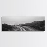 Coastal Path, Ocean Trail, Nature Journey, Canvas Print, Rustic Landscape Art, Entryway Wall Decor, Seaside Minimalist Photo
