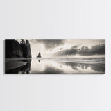 Sea Stack, Stormy Sky, Coastal Reflections, Canvas Print, Pacific Northwest Wall Art, Dramatic Seascape, Autumn Home Accent