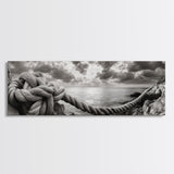Nautical Knot, Coastal Texture, Ocean Rope, Framed Canvas Print, Beach House Decor, Coastal Wall Art, Nautical Theme, Seaside Aesthetic