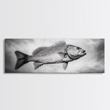 Floating Fish, Surreal Ocean, Realistic Scales, Sky Scene, Framed Canvas Print, Nautical Wall Art, Coastal Decor, Fishing Cabin Aesthetic