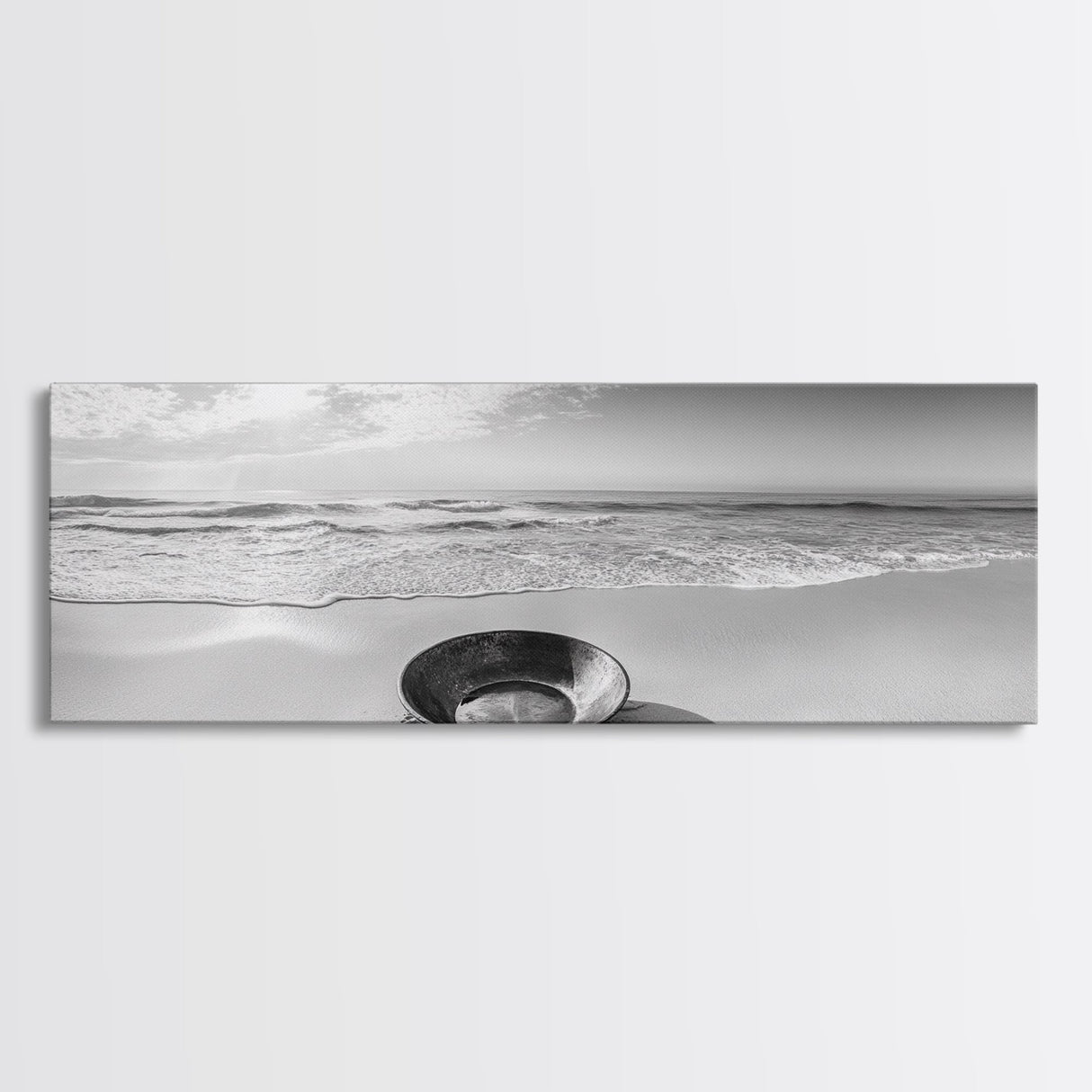 Ocean Bowl, Minimalist Beach, Solitude Shoreline, Canvas Print, Coastal Decor, Neutral Tones, Living Room Art, Bathroom Wall Art