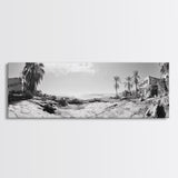 Desert Coast, Palm Ruins, Forgotten Beach, Framed Canvas Print, Surreal Photography, Boho Living Room Art, Coastal Wall Decor