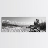 Sand Dunes, Beach Chair, Sea Grasses, Ocean Path, Framed Canvas Print, Coastal Wall Art, Relaxation Theme, Minimalist Beach House Decor