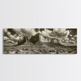 Desert Plateau, Cloudscape Drama, Western Landscape, Large Wall Art, Canvas Print, Rustic Home Decor, Minimalist Nature Art, Office Wall Decor
