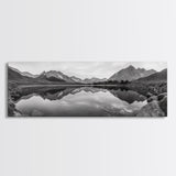 Mirror Lake, Alpine Stillness, Mountain Reflection, Tranquil Landscape, Canvas Print, Minimalist Nature Art, Living Room Wall Art, Neutral Decor