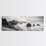 Pacific Coast, Misty Cliffs, Ocean Rocks, Moody Beach Scene, Canvas Print, Modern Nature Decor, Living Room Wall Art, Coastal Landscape