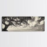 Southern Oak, Coastal Tree, Beachfront Tranquility, Serene Landscape, Canvas Print, Neutral Living Room Art, Boho Nature Decor, Beach Wall Art
