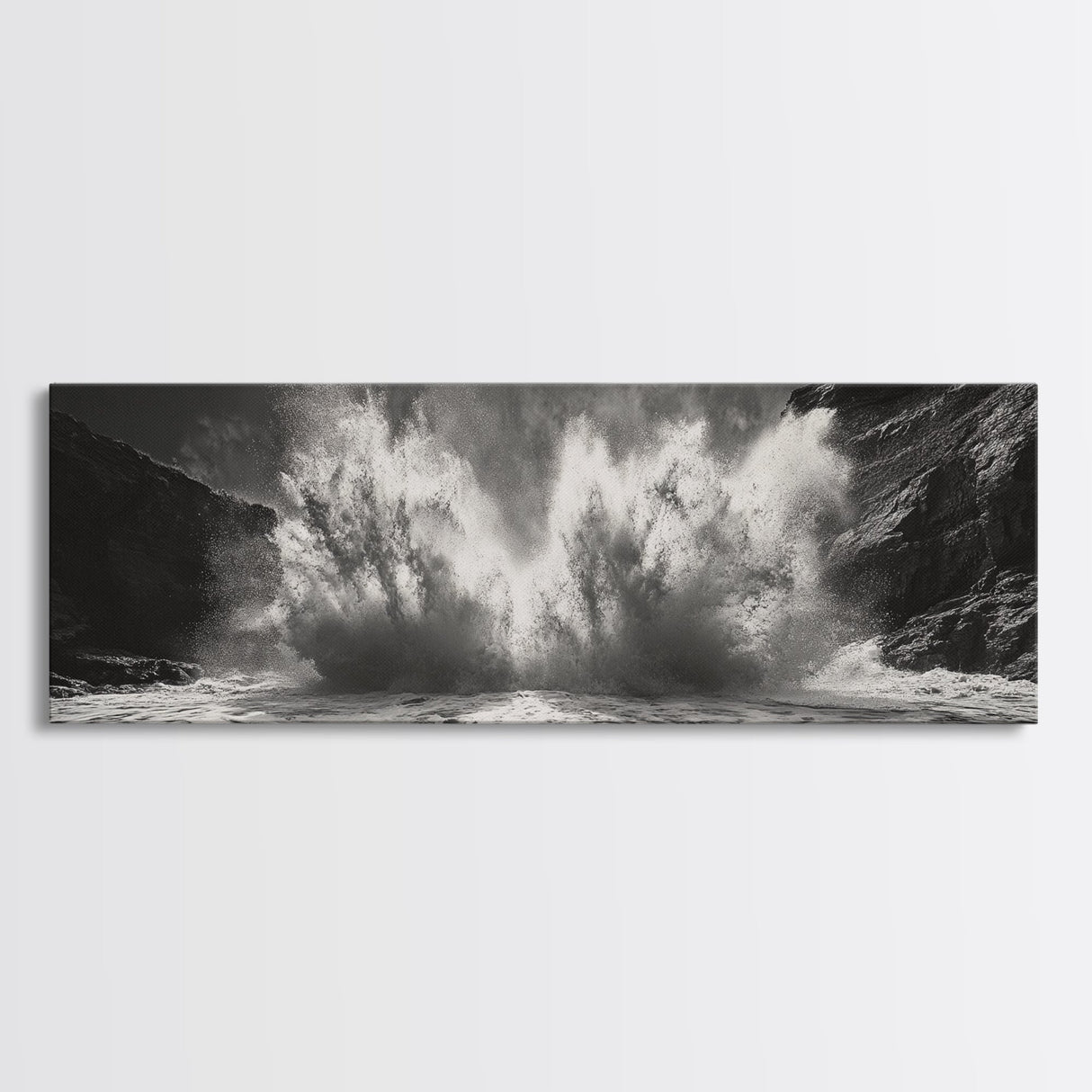 Ocean Splash, Powerful Wave Crash, Coastal Energy Wall Art, Framed Canvas Print, Modern Beach House Decor, Dynamic Living Room Art