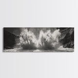 Ocean Splash, Powerful Wave Crash, Coastal Energy Wall Art, Framed Canvas Print, Modern Beach House Decor, Dynamic Living Room Art