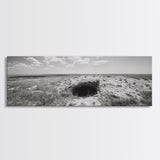 Prairie Cave, Windy Plains, Nature Escape, Canvas Print, Rustic Wall Art, Earthy Decor, Bedroom Accent, Black and White Landscape