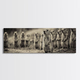 Prairie Dogs, Whimsical Critters, Nature Gathered, Canvas Print, Kids Room Art, Cute Animal Decor, Playful Black and White Art