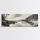 Tidal Pools, Coastal Calm, Forest Edge, Framed Canvas Print, Tranquil Bathroom Art, Pacific Northwest Decor, Nature Inspired Style