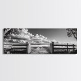 Wooden Fence, Open Field, Cloud Horizon, Framed Canvas Print, Country Landscape Photography, Entryway Wall Art, Farmhouse Autumn Decor