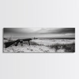 Rifle Seaside Scene, Tactical Still Life, Stormy Beach Mood, Canvas Print, Industrial Wall Art, Dramatic Photography, Masculine Decor