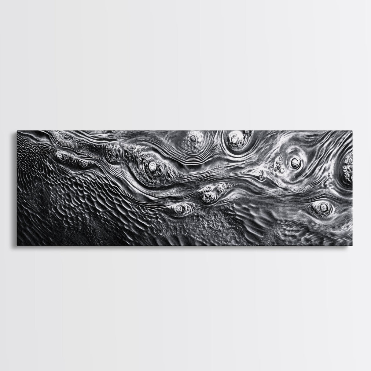 Liquid Texture Waves, Abstract Water Photography, Monochrome Art, Framed Canvas Print, Modern Living Room Wall Art, Nature-Inspired Decor
