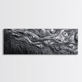 Liquid Texture Waves, Abstract Water Photography, Monochrome Art, Framed Canvas Print, Modern Living Room Wall Art, Nature-Inspired Decor