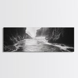 Ocean Cliff Passage, Dramatic Seascape Art, Moody Coastal Photography, Canvas Print, Dark Academic Wall Decor, Bedroom Statement Piece