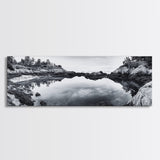 Coastal Reflections, Tide Pool, Rocky Shoreline, Framed Canvas Print, Seaside Nature Art, Minimalist Coastal Decor, Zen Bathroom Art