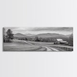 Mountain Valley, Country Road, Rural Home, Framed Canvas Print, Farmhouse Wall Art, Living Room Decor, Autumn Country Landscape