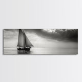 Sailboat, Ocean Horizon, Dramatic Sky, Framed Canvas Print, Nautical Wall Art, Minimalist Office Decor, Ocean Lover Photography