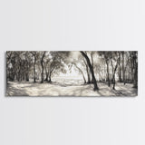 Dreamy Beach Forest, Sepia Trees, Canvas Print, Nature Wall Decor, Fall Bedroom Art, Rustic Woodland Landscape, Tree Shadow Light