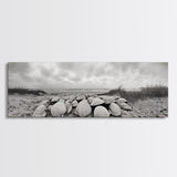 Scallop Shell Cluster, Dune Beach Scene, Canvas Print, Coastal Kitchen Decor, Minimalist Shell Wall Art, Natural Beach Aesthetic