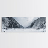 Snowy Pines, Winter Forest, Cold Wilderness, Framed Canvas Print, Christmas wall art, lodge decor, mountain retreat art, woodland art
