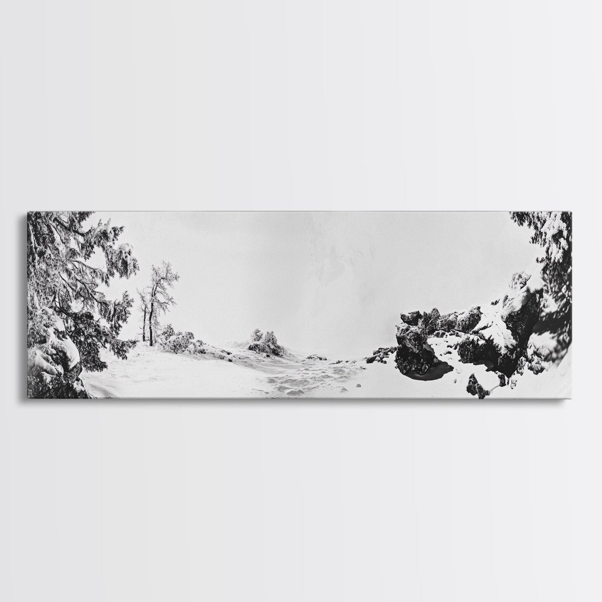 Snow Trees, Dreamy White, Winter Fantasy, Canvas Print, surreal landscape art, fantasy winter decor, magical room aesthetic, Christmas wall art