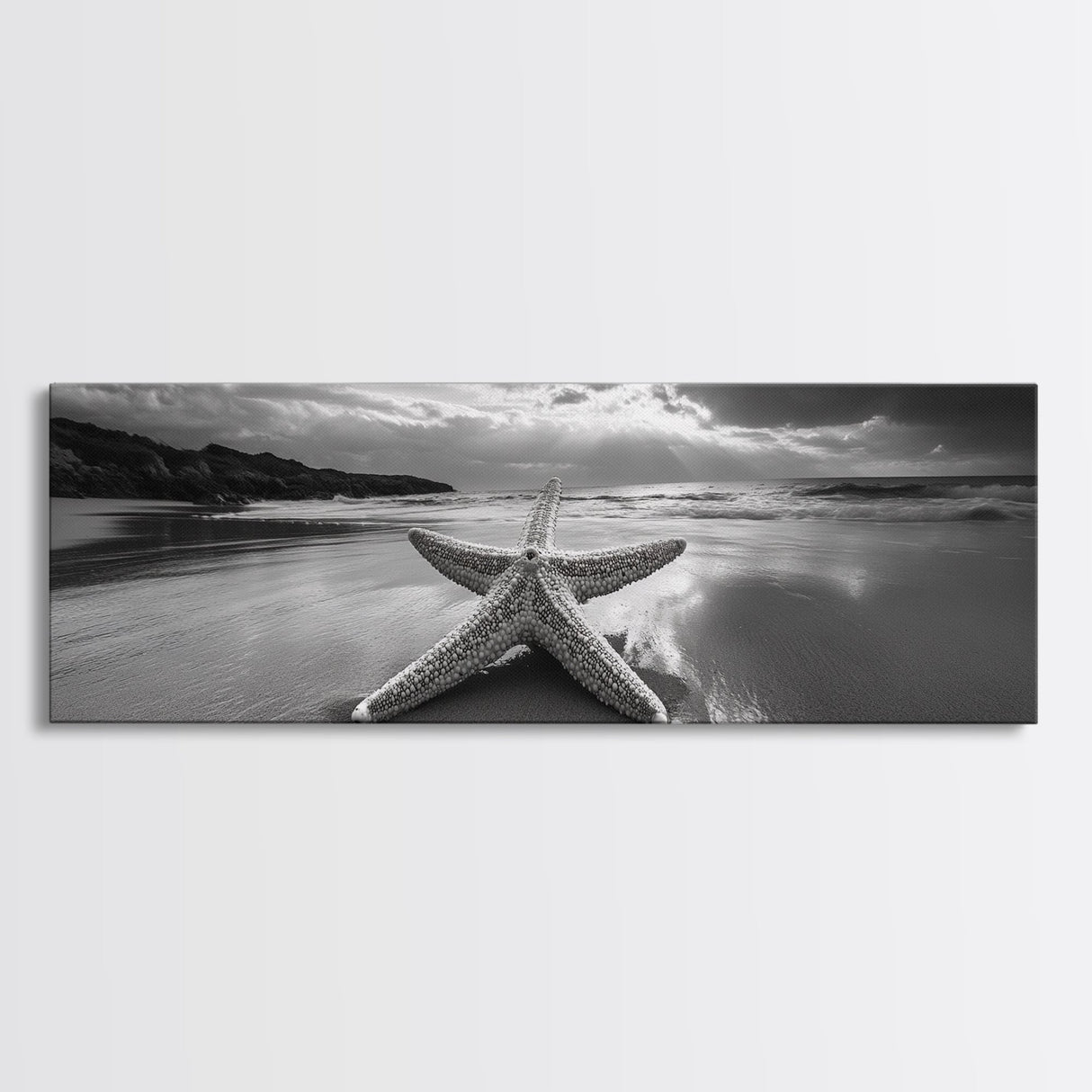 Starfish Beach, Moody Ocean, Calm Sunset, Canvas Print, coastal home decor, bathroom beach art, ocean lover gift, marine wall decor