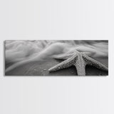 Starfish Closeup, Ocean Wave Motion, Coastal Macro Scene, Framed Canvas Print, minimalist beach decor, bathroom wall art, nautical vibe