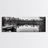 Still Lake Dock, Nature Reflections, Tranquil Scene, Canvas Print, Rustic Landscape Photography, Farmhouse Wall Art, Entryway Decor