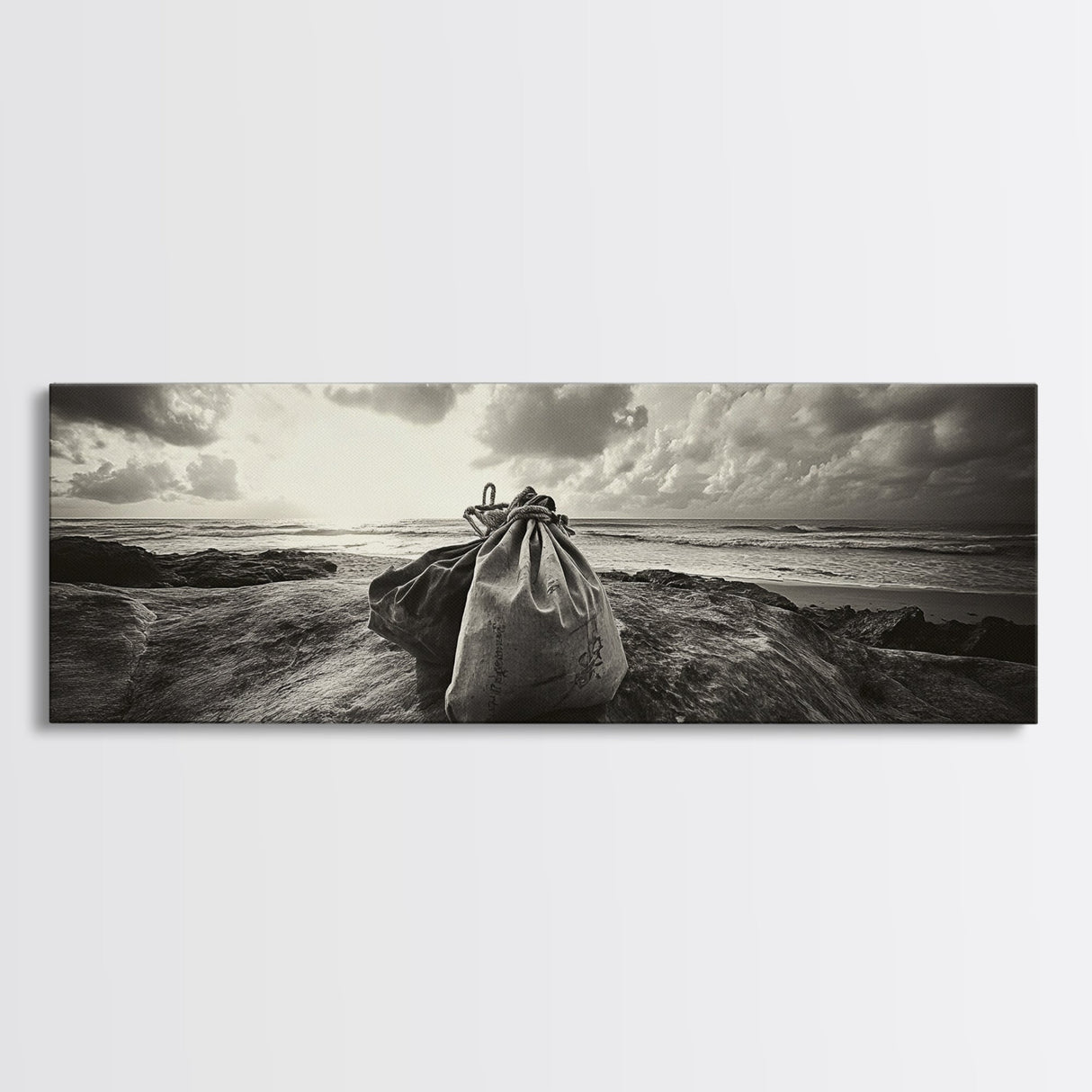 Seaside Canvas Bags, Coastal Travel Vibes, Rustic Ocean Decor, Neutral Wall Art, Framed Canvas Print, Bedroom Beach Art