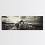 Seaside Canvas Bags, Coastal Travel Vibes, Rustic Ocean Decor, Neutral Wall Art, Framed Canvas Print, Bedroom Beach Art