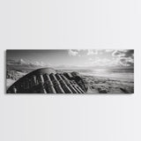 Beach Ammo, War Relic, Ocean Shoreline, WWII Remnants, Framed Canvas Print, Industrial Wall Art, Man Cave Decor, Coastal Photography