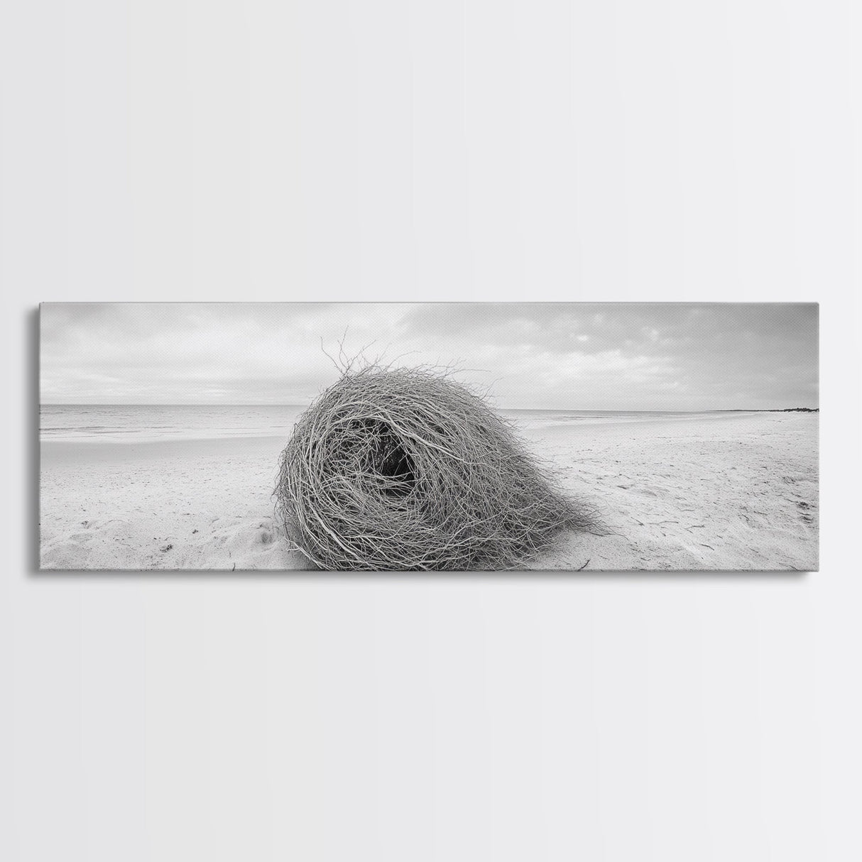 Tumbleweed Nest, Desert Beach, Natural Sculpture, Coastal Simplicity, Canvas Print, Modern Boho Wall Art, Neutral Home Aesthetic