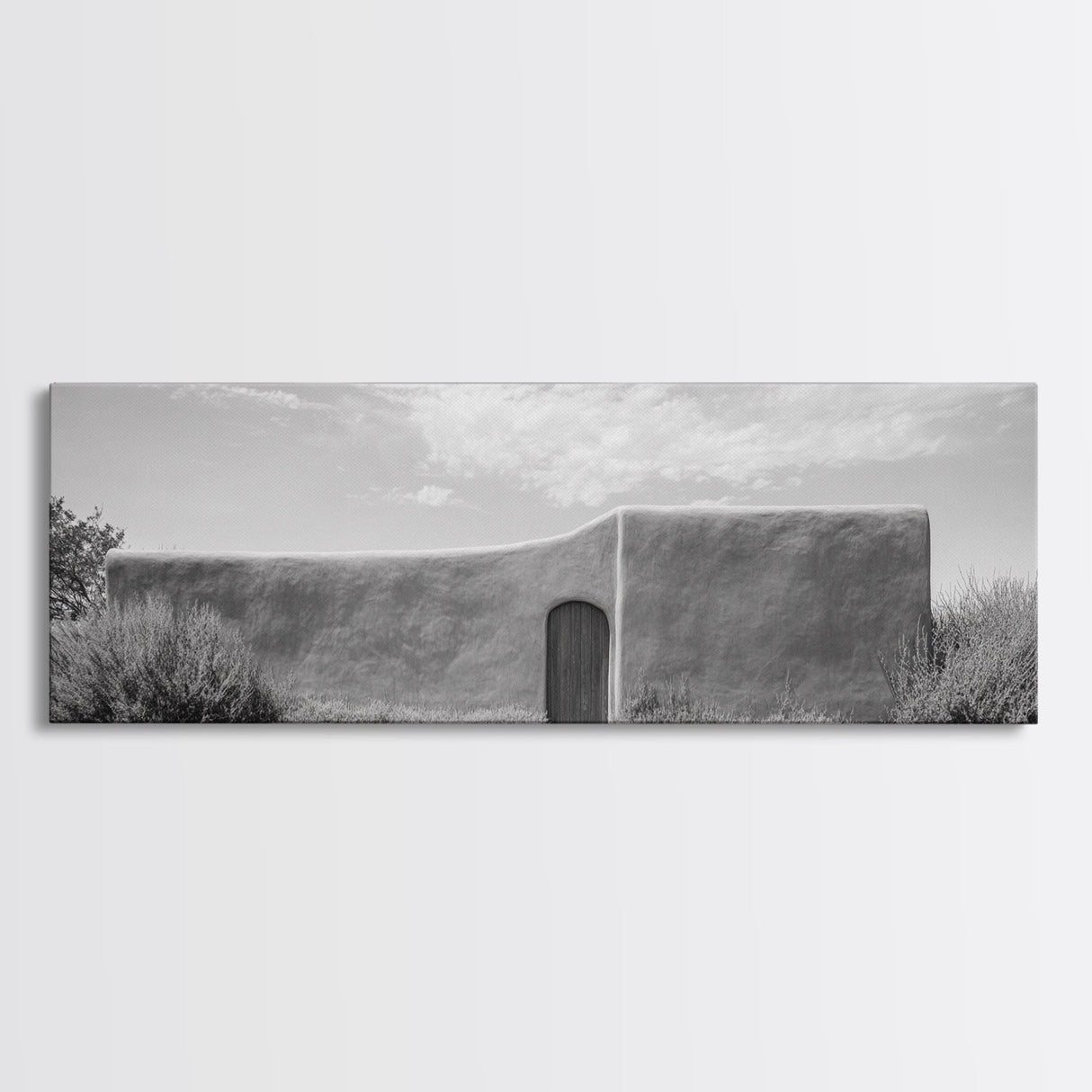 Desert Adobe, Minimal Wall, Architecture Photography, Black and White Art, Framed Canvas Print, Southwestern Decor, Entryway Wall Art