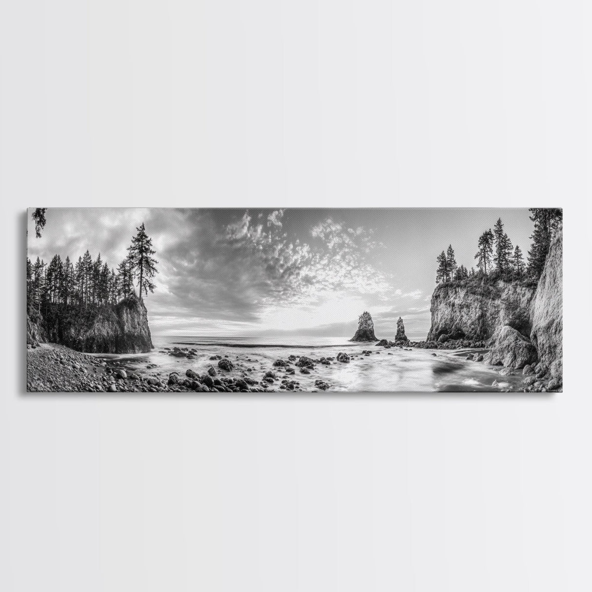 Rocky Coastal Trees, Forest Meets Ocean, Seaside Cliff View, Canvas Print, Nature Inspired Wall Art, Rustic Cabin or Beach House Decor