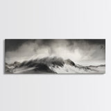 Sand Dune Storm, Coastal Winds, Black and White Nature, Framed Canvas Print, Neutral Wall Art, Hallway Decor, Minimalist Style