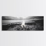 Campfire Circle, Shoreline Fire, Beach Rocks, Autumn Mood, Canvas Print, rustic Fall art, outdoor living decor, lakeside art, coastal art