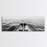 Canoe View, Open Water, Ocean Drift, Paddleboat Scene, Canvas Print, adventure wall art, rustic lake house decor, minimalist travel photo