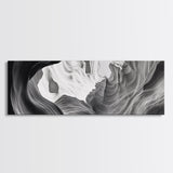 Desert Canyon Swirl, Abstract Rock Layers, Light and Shadow, Framed Canvas Print, Minimalist Living Room Art, Earth Tone Decor