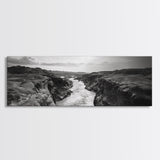 River Canyon, Rugged Cliffs, Dramatic Valley, Wild Terrain, Framed Canvas Print, Adventure Wall Art, Office Decor, Nature Photography Style